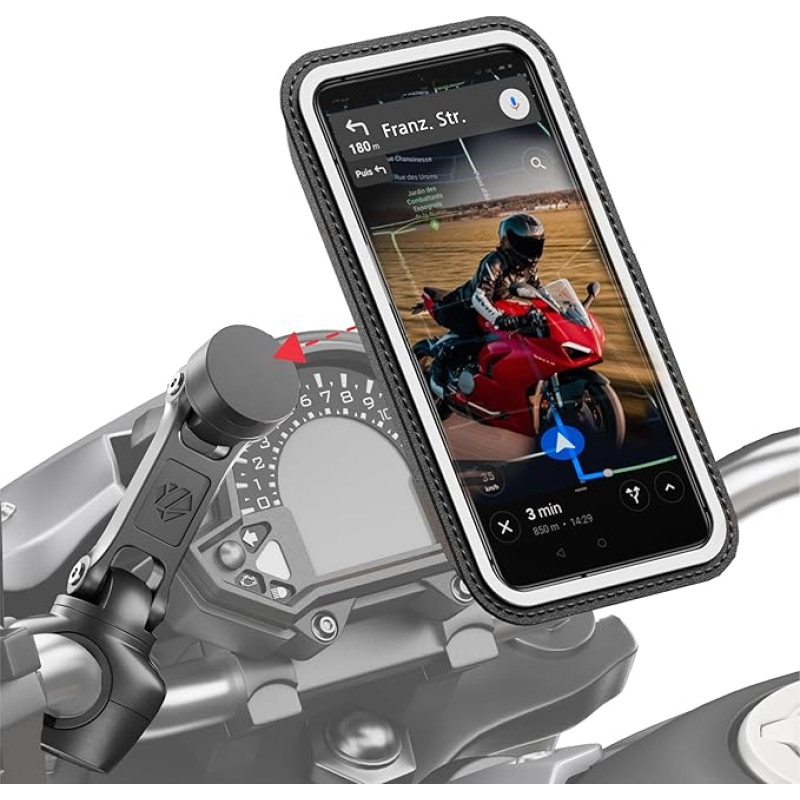 Shapeheart French Innovation, Magnetic Motorcycle Phone Holder Pro with Articulated Arm and Removable Weatherproof Case, Absorbs Vibration. Mobile Phone Holder for Motorcycle and Scooter Handlebars