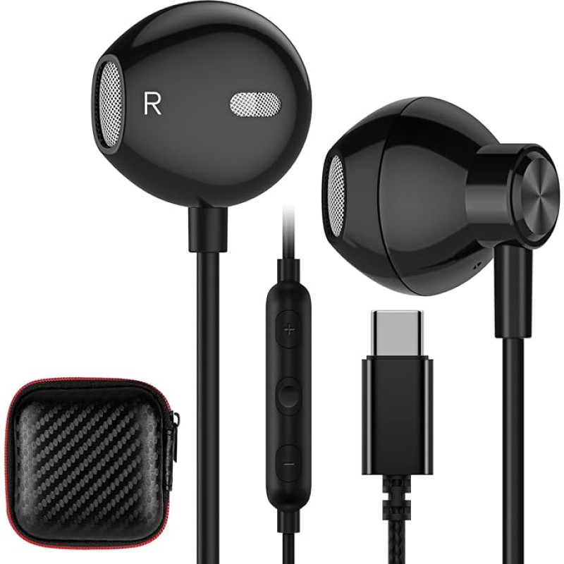 USB C Headphones Type C Headset for iPhone 16 15 Pro Max, USB C Earphones with Microphone In-Ear Headphones for Pixel 9 Pro XL 8a Galaxy A55 A35 S24 S23 Ultra A34 A54 Z Flip6 for Xiaomi 14 OnePlus 12