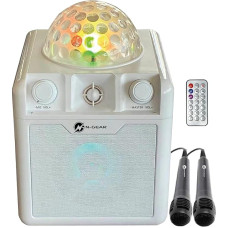 N-Gear DISCO410 Karaoke & Party Bluetooth Speaker with Disco Ball, Microphone and Power Bank Function, White