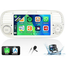 OiLiehu 2+64G Android 13 Car Radio 2DIN for Fiat 500 2007-2015 with Wireless CarPlay Android Car, 7 Inch Screen with Navigation Bluetooth GPS FM RDS WiFi SWC EQ+ Reversing Camera, Silver