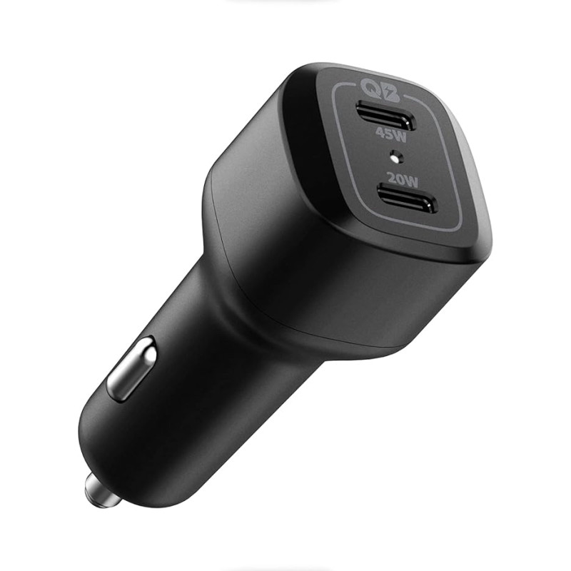 Spigen USB-C Car Charger 65W Dual Port Car Charger Fast Charge PD 3.0 45W + 20W Type C for iPhone 15 14 13 Pro Max Plus Mini MacBook Air iPad Pro Galaxy S23 S22 S21 Ultra Plus Pixel 8 Pro Steam Deck