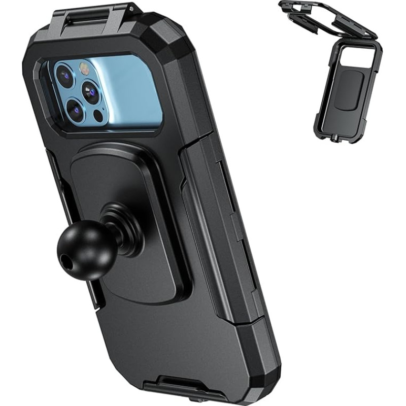 iMESTOU IP66 Waterproof Bicycle Mobile Phone Holder with 2.5 cm Ball Head, Suitable for RAM B Components / 2.5 cm Double Socket Arms, Suitable for 3.5 - 6.1 Inch Mobile Phones with Max. Thickness 1.1