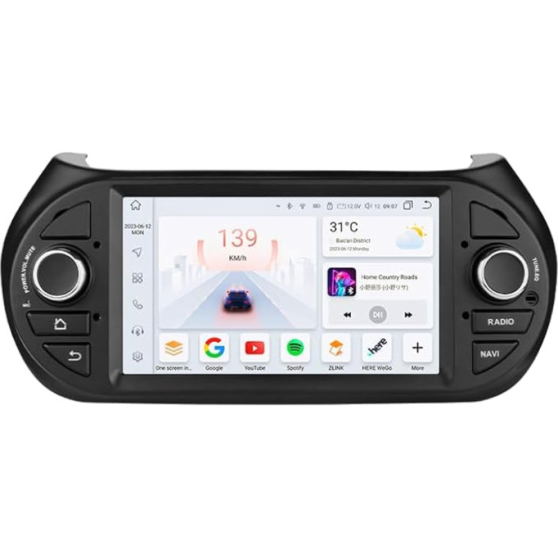 hizpo Android 12 7 Inch Car Radio for Fiat Frorino 2008-2017, 8-Core 4G 32G GPS Navigation for Fiat Egea Radio with Wireless CarPlay Android Car Bluetooth DAB WiFi 4G Mirror Link Rear/Front Camera