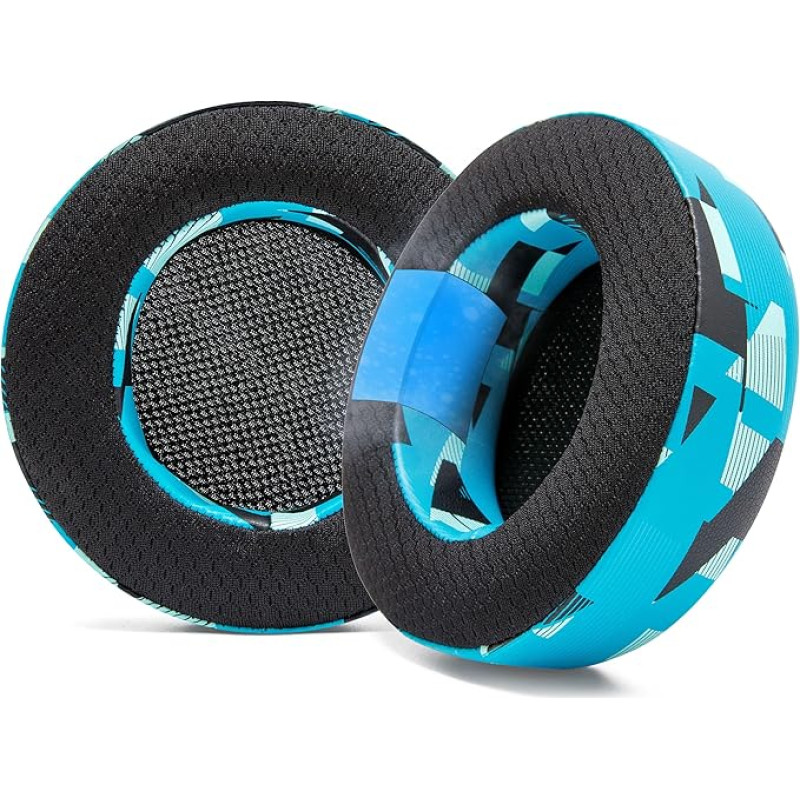 WC Freeze Virtuoso Replacement Hybrid Fabric Ear Pads with Cooling Gel Compatible with Corsair Virtuoso RGB Wireless, Corsair Virtuoso RGB Wireless XT and Corsair Virtuoso Wireless SE | Cyan Prism