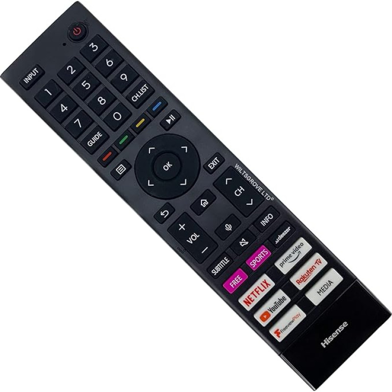 Genuine ERF3A80 Voice Remote Control for Hisense T304493 HT304493 4K Ultra HD Smart TV - 43A6BGTUK 50A6EGTUK 55A6EGTUK 55A7GQTUK 55E77HQTUK 65A63HTUK 65A7G QTUK 85A80 6BGTUK