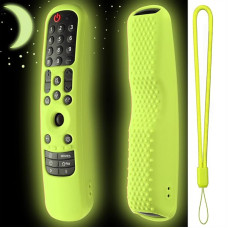 Silicone Case for LG Magic TV Remote AN-MR21GA AN-MR21GC 2021 / LG AN-MR22GA MR22GN 2022, Anti Slip Shockproof Silicone Case with Lanyard Glow in the Dark (Glow Green)