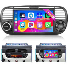 Hikity 2024 New 2G/64G for Fiat 500 2007 2008 2009 2010 2011 2012 2013 2014 2015 Android Car Radio with Wireless CarPlay Android Car 7 Inch Touchscreen RDS FM Radio GPS USB SWC Mic Rear View Camera