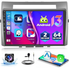 [2+64G] Hikity Android 13 Car Radio for Toyota Verso 2004-2009 Wireless Carplay Android Car 9 Inch Touch Display Car Radio with GPS Navigation Bluetooth FM RDS WiFi Reversing Camera