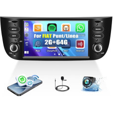 2G + 64G Android 13 Car Radio for Fiat Punto (2010-2016) / Linea (2012-2015) with Wireless Carplay Android Car, 6.2 Inch Touch Display Car Radio with Mirror Link GPS Navigation Bluetooth FM/RDS SWC