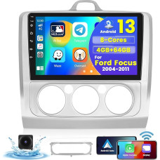 [8Cores 4G + 64G] Hikity Car Radio Android 13 for Ford Focus Mk2 Mk3 Exi MT 2 3 2004-2011 9 Inch Touch Display Car Radio with 1280 x 720 Pixel 32EQ FM RDS Wireless Carplay Android Car Navigation