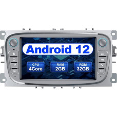 AWESAFE Android Car Radio for Ford Focus Mondeo S-Max C-Max Galaxy, Android 12 Radio with Sat Nav Carplay Android Car Supports Steering Wheel Operation Bluetooth Mirrorlink FM AM RDS - Silver