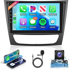 2+64G Wireless Carplay Android Car Radio 2 DIN for Mercedes Benz E/G/CLK/CLS Class W209 W211 W219 W463 2002-2010 9 Inch Car Radio Android Car Navigation GPS WiFi Mirror Link Bluetooth FM/RDS Reversing