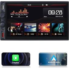 KooDux Car Radio Stereo 7 Inch Double DIN Left Rudder Wireless CarPlay for Android Car, Mirrorlink/Mobile Charging, Bluetooth, USB Phones, Music Playback, Radio, Car Navigation