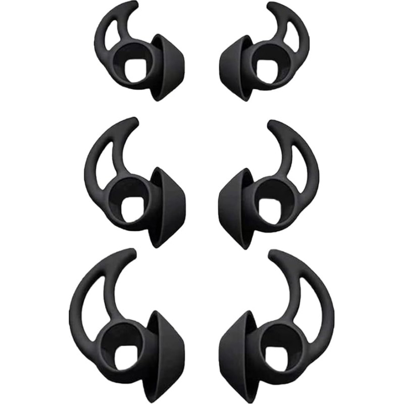 Adhiper Earplugs Replacement Silicone Earplugs Pack of 6 Earplugs Compatible with Bose Sports Earbuds True Wireless In-Ear Headphones (Black)