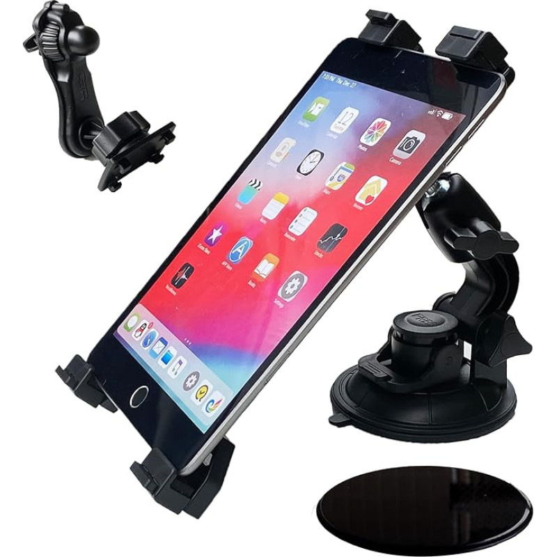 Nexvoro Universal 3-in-1 Tablet Holder for Car Windshield, Dashboard, and Air Vent Mount, 360-Degree Rotation Adjustable Rotating for iPad/iPad Air/iPad Mini, Samsung Galaxy Size 7 - 12.9 inches,