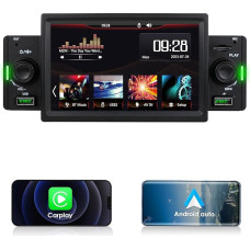 Car Radio Stereo 5 Inch Single DIN Wireless CarPlay for Android Car, Mirrorlink/Mobile Charging, Bluetooth, USB Phones, Music Playback, Radio, Car Navigation (1 Din)