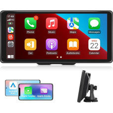 Podofo Portable Car Stereo Wireless Apple Carplay Android Car, 10.36 Inch Touchscreen Car Radio with Bluetooth, Carplay Display Support Mirror Link/Voice Control/FM Transmitter/AUX/TF