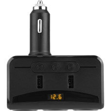 Car Cigarette Lighter Charger, 12V-24V 3-Way Cigarette Lighter Socket Splitter Adapter 3.1A Dual USB Charging Voltmeter