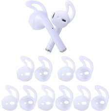 OneCut 5 Pairs Silicone Earbuds Compatible with AirPods 1 & 2, Soft Non-Slip Sports Earbuds Tips, Anti-Drop Ear Hooks, Gel Earphones, Protective Accessories, Tips (White)