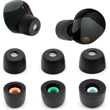 YieJoya Sony WF-1000XM5 Memory Foam Eartips Replacement Eartips for Sony WF-1000XM5 Fits Charging Case (Matte Finish, 3 Pairs, SML)