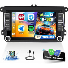 Android 13 Car Radio for VW Golf 5 6 Polo T5 Tiguan Caddy Skoda Passat B6 B7 Touran with Carplay Android Car, 7 Inch Touchscreen Car Radio with Bluetooth GPS RDS/FM WiFi SWC + Reversing Camera & Mic