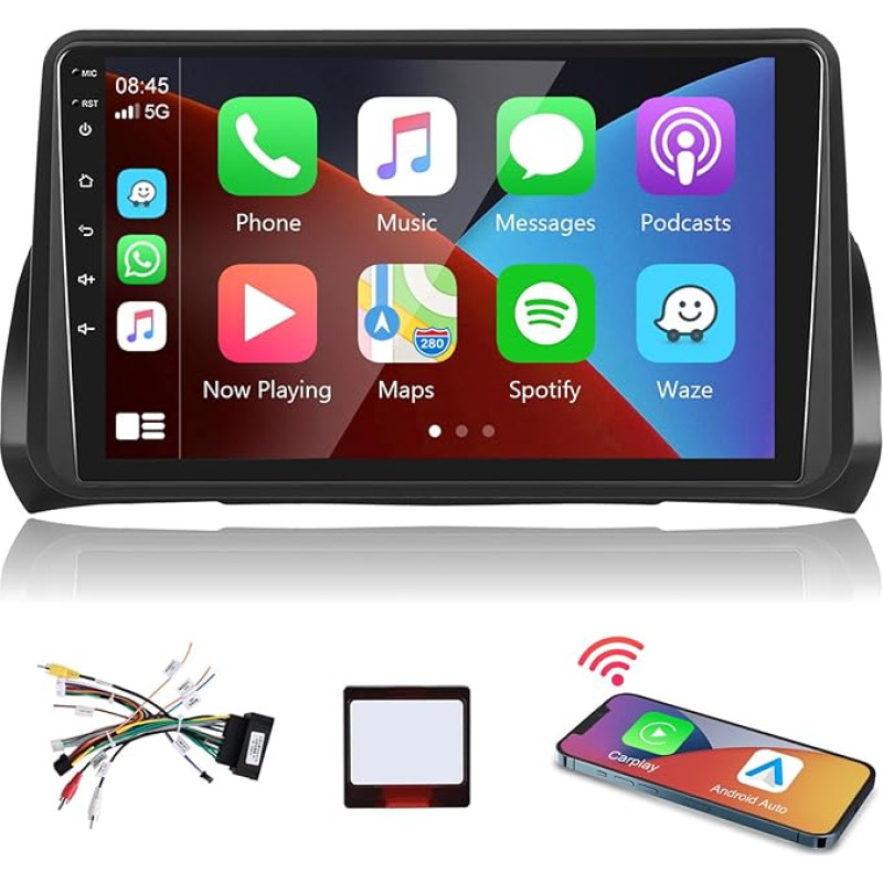 Podofo Carplay Car Radio for Fiat Argo 2019-2022, 9 Inch Touchscreen Car Radio 2G + 64G with Wireless Carplay Android Car, Bluetooth/GPS/WiFi/FM/RDS/SWC/HiFi/USB + Reversing Camera