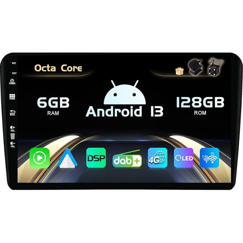 SXAUTO Android 13 [Built-in 4G / DAB] 6G+128G - Car Radio for Peugeot 307 SW CC (2002-2013) - Built-in Carplay/Android Car - Camera + Mic - DSP 360-CAM Steering Wheel Control Fast-Boot HDMI - 2 DIN