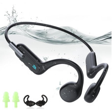 HIFI WALKER Bone Sound Headphones IPX8 Waterproof Swimming Headphones Open-Ear Bluetooth 5.3 Sports Headphones with Microphone and 32GB MP3, Running, Swimming, Black