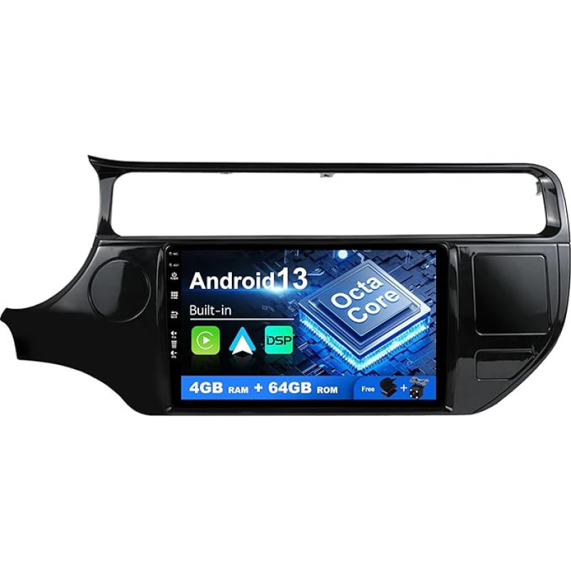 SXAUTO Android 12 IPS Car Radio for KIA Rio 4 K3 (2011-2017) - Built-in Carplay/Android Car/DSP - LED Camera + MIC - 4G + 64G - DAB 360-CAM Steering Wheel Control Fast Boot WiFi AHD - 2 DIN 9 Inch