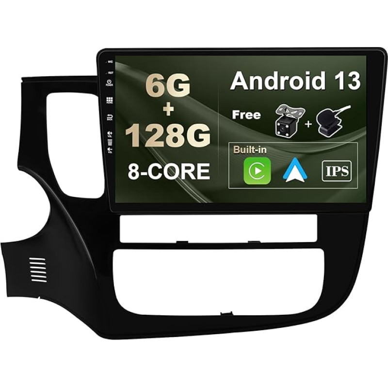 SXAUTO - 6G + 128G - Android 12 IPS Car Radio for Mitsubishi Outlander (2012-2018) - Built-in Carplay/Android Car/DSP - LED Camera + MIC - DAB Steering Wheel Control Fast-Boot 360-CAM WiFi - 2 DIN