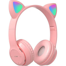 ROSEBEAR Kids Bluetooth Headphones, Over Ear Headphones, Cute Cat Ear Headphones with LED Light, Stereo Over Ear Headphones for Kids, Tablet/School/iPad/Smartphone