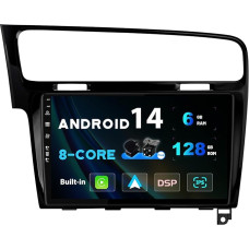 SXAUTO - 6G + 128G - Android 13 IPS Car Radio for Golf 7 (2013-2018) - Built-in Carplay/Android Car/DSP - LED Camera + MIC -DAB Steering Wheel Control Fast Boot 360-CAM WiFi - 2 DIN 10.1 Inch - Black