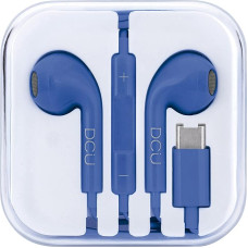 DCU TECNOLOGIC | Earphones Wired Headphones with USB Port, Microphone and Volume Control, Type C with Stereo Solido, Blue