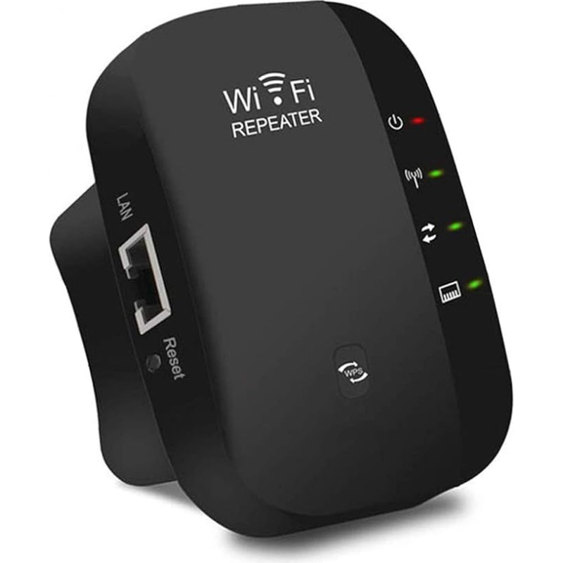 CRST WLAN stiprintuvas WLAN kartotuvas, WLAN stiprintuvas su WPS, 300 Mbps 2,4 GHz interneto stiprintuvas su Ethernet prievadu, suderinamas su visais WLAN įrenginiais, juodas-C-QG4N6