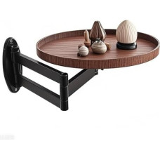 An der Wand montierter, zusammenklappbarer Kleiner runder Tisch, 11,8 Zoll, herunterklappbarer Schreibtisch mit 180 ° -Drehung, für Schlafzimmer, Arbeitszimmer, Wohnzimmer, Balkon (braun)