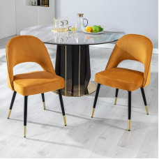 Ya-Home Valgomojo kėdės, 2 komplektai, virtuvės kėdės, minkštos kėdės, valgomojo stalo kėdės, foteliai su metalinėmis kojomis, aksominis atlošas, skirti valgomajam, svetainei, miegamajam ir