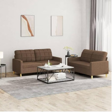 CIADAZ 3201277 2 dalių sofos komplektas su pagalvėlėmis Rudos spalvos audinio sofa su poilsio funkcija Sofos komplektas Gyvenamasis kambarys Sofa Sofos komplektas