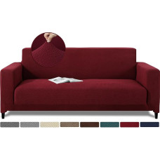 Jaotto Sofos užvalkalas 3-vietis Spandex žakardinis sofos užvalkalas Storas ir atsparus įbrėžimams sofos užvalkalas su 2 dalių pagalvėlių užvalkalu naminiams gyvūnams, žakardas #Bordeaux
