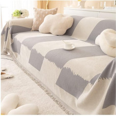 YYDSWTW Sofos dangtis Medvilniniai audiniai mesti antklodės Sofos rankšluostis Medvilninis šiltas sofos metimas Didelis, skirtas setrams Lovos ir kėdės Dekoratyvinis medvilninis audinys mesti antklodę 180 x 420 cm šviesiai pilka