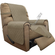 ISSUNTEX Double Protection 100% Waterproof Living Room Reversible Furniture Protector Recliner Couch Sofa Slipcover for Dogs Pets Kids (Deck Chair, Beige/Beige)