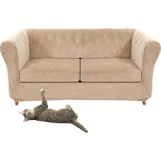 SYLC Stretch Velvet Chesterfield sofos dangteliai, sofos užvalkalas su sėdynės pagalvėlės dangteliu, sofos užvalkalai išlenktam sofos foteliui, vintažinis stilius (chaki, meilė + 2 mažos sėdynės)