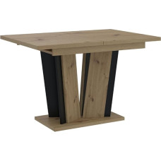 PROROOM FURNITURE - Extendable Dining Table 120-160 x 80 x 75 cm - Rectangular Dining Room Table, Modern Table for Dining Room, Kitchen, Living Room, Salon (DORA2) (Artisan, Black)