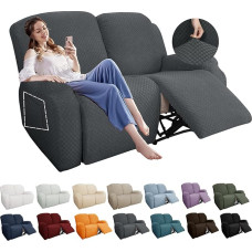 YEMYHOM Pakuotė iš 6 tempimo Loveseat Deck Chair apsauginis dangtelis Žakardas Deck Chair Sofa dangtelis su šonine kišene Fitted Relax Cover Couch Furniture Protection with Elastic Base (Loveseat Deck Chair, Dark Grey)