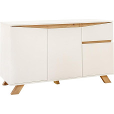 Riess Ambiente Loft Modern Sideboard 110 cm White Natural Oak Look Storage Drawer Shelves Chest of Drawers Cabinet