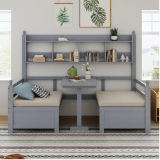 SUKY Daugiafunkcinė medžio masyvo sofa-lova 90 x 200 cm, lova ir rašomasis stalas 