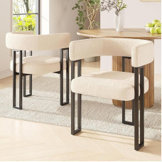 LANTRO JS Konsolinė kėdė, minkšta kėdė su reguliuojamomis atraminėmis kojelėmis, valgomojo kėdės sėdynė pagaminta iš aukštos kokybės ėriuko vilnos audinio, 2 vnt., smėlio spalvos