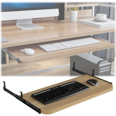Ergonomische Tastaturablage aus Holz, höhenverstellbar, ausziehbar, unter dem Schreibtisch, einfache Installation, 54, 60, 70 x 27 cm, perfekt für Heimbüro und Gaming-Setup