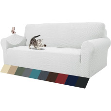 ZNSAYOTX Jacquard-Couchüberzug für 3 Kissen, hohe Dehnbarkeit, Sofabezug für Haustiere und Hunde, rutschfest, extra groß, Sofa-Schonbezüge, Möbelschutz (Größe XL, Weiß)