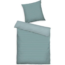 TOM TAILOR Renforcé patalynė, 80 x 80 cm + 135 x 200 cm, 100 % medvilnė / renforcé, su abipusiu motyvu ir spalvotu užtrauktuku, vidutinės juostos, turkio spalvos (Fresh Sage, Smokey Sage)