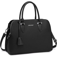 David Jones Women's Handbag, PU Leather Shoulder Bag, Elegant Tote Shopper Bag, Many Compartments, Multiple Zip Pockets, Everyday, Fashion, Work, City, black